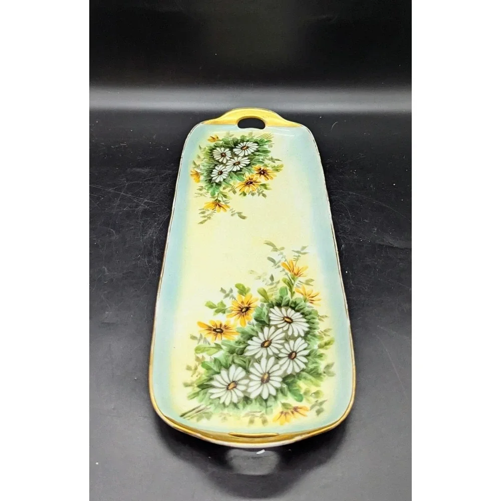 Vintage Porcelain Serving Tray‎ Hand Painted Floral Flower Daisy 17